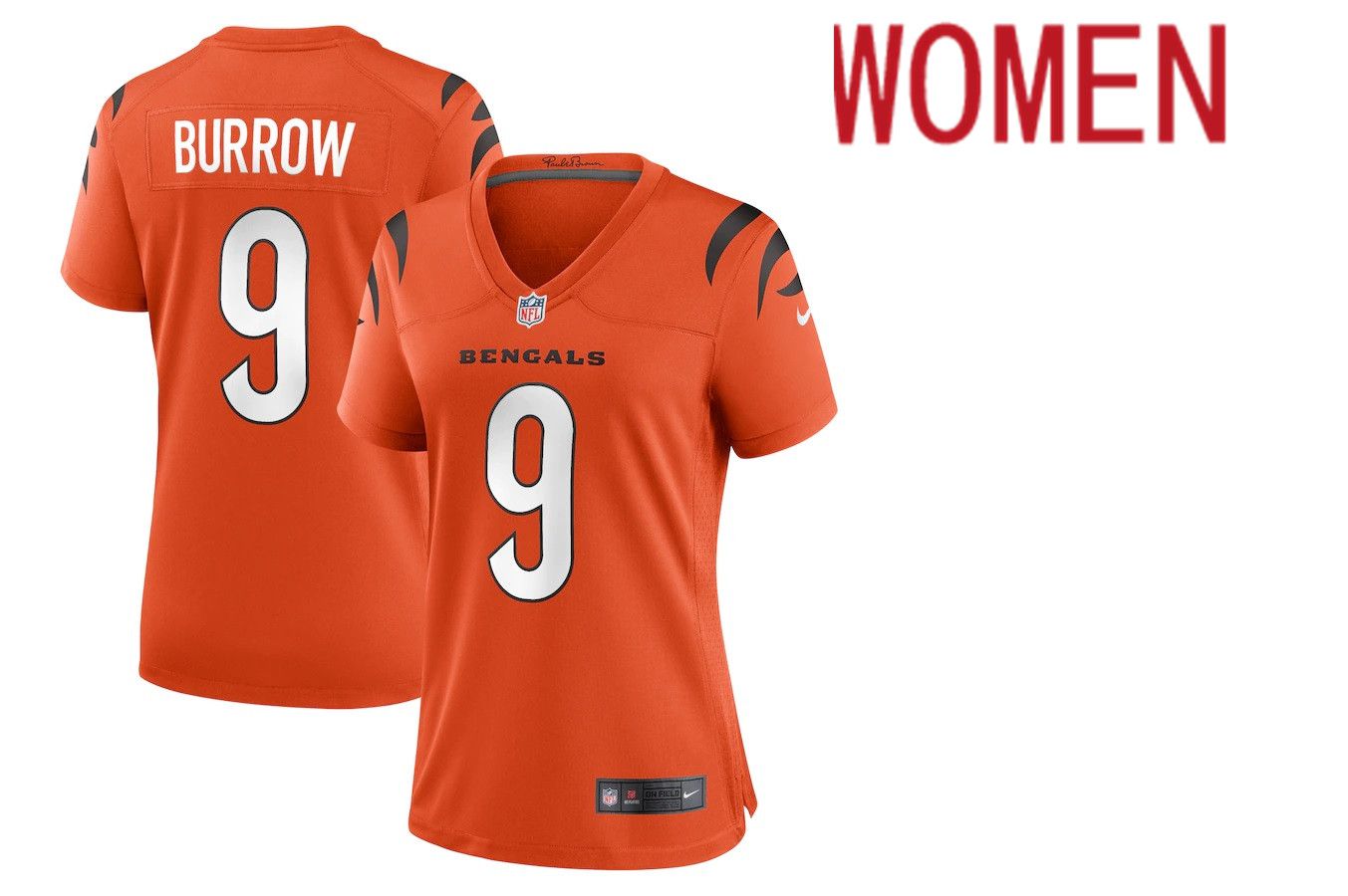 Women Cincinnati Bengals #9 Joe Burrow Nike Orange Alternate Game NFL Jersey